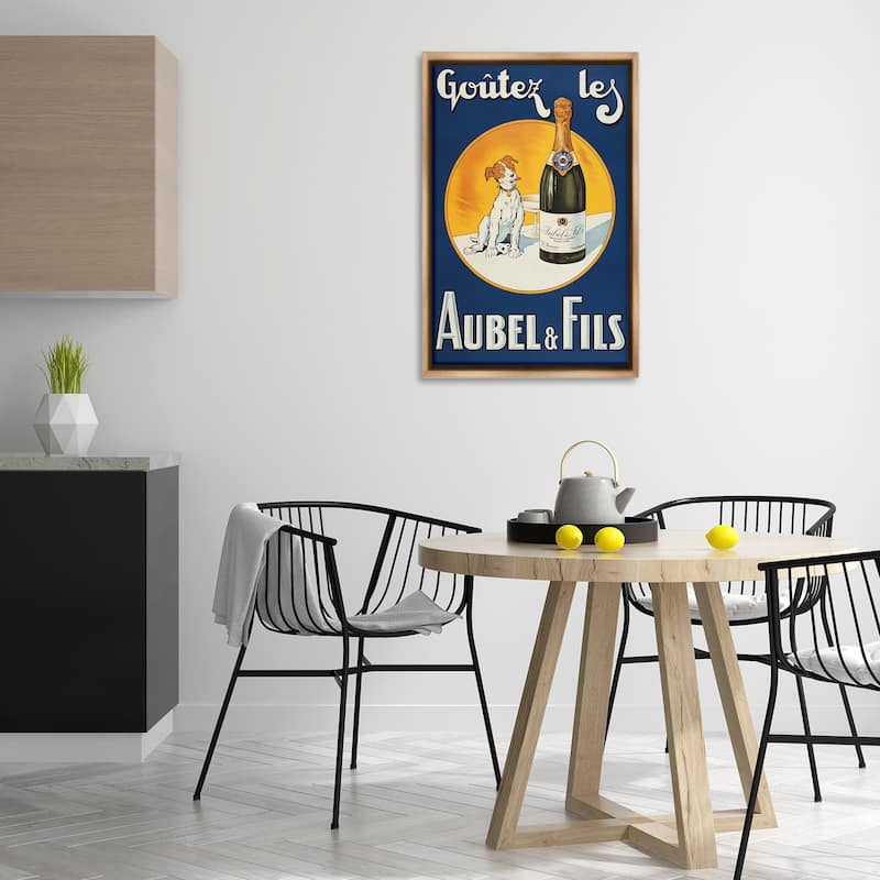 Stupell Dog & Wine Advertisement Framed Floater Canvas Wall Art Design By Marcus Jules