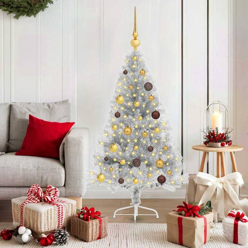 vidaXL Christmas Tree - Silver 59.1" with gold/bronze balls - 5 Foot