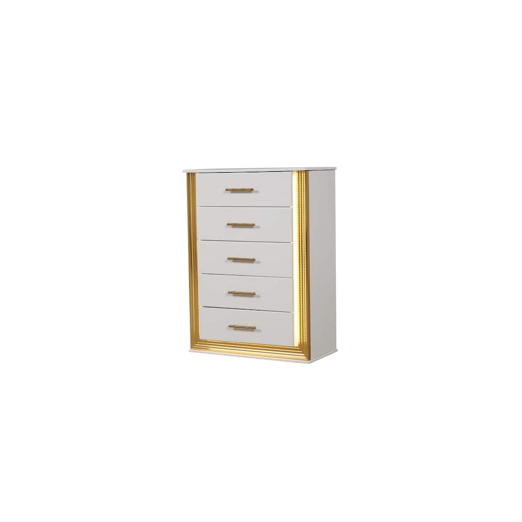 Obsession Contemporary Style 5-Drawer Chest Made with Wood & Gold Finish