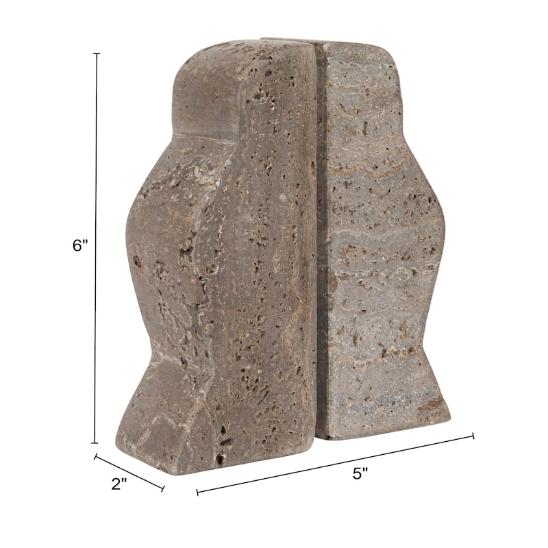 Decorative Travertine Wave Bookends, Set of 2