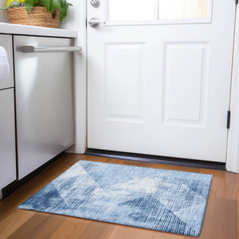 Premium Washable Super Soft Vintage Geo Mayfield Rug - Sky - 1'8" x 2'6"