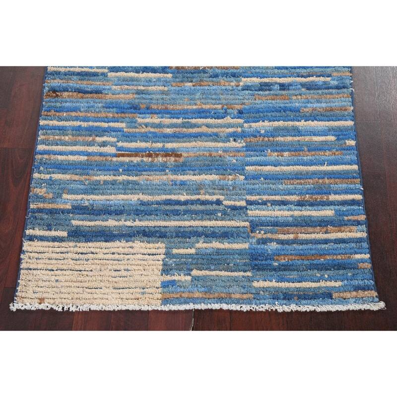 Blue Contemporary Gabbeh Kashkoli Oriental Area Rug Wool Hand-knotted - 2'9" x 4'0"