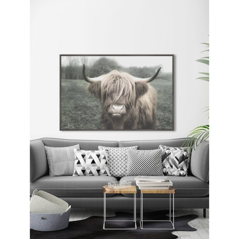 Shaggy Cattle Hair Floater Framed Print on Canvas