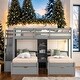 preview thumbnail 2 of 10, Triple Bunk Bed with Drawers, Staircase and Built-in Shelves, Gray