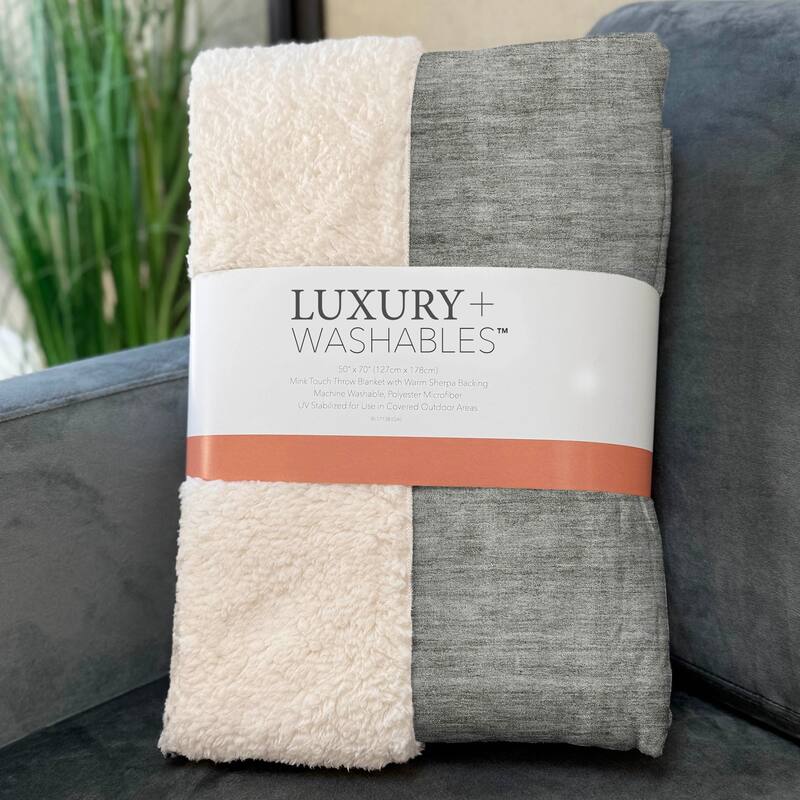 Premium Machine Washable Modern Chic Sherpa Throw Blanket