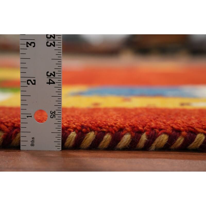 Hand Knotted Oriental 100% Wool Carpet Modern Solid Oranges & Rust Gabbeh Area Rug - 7' 10'' X 5' 6''