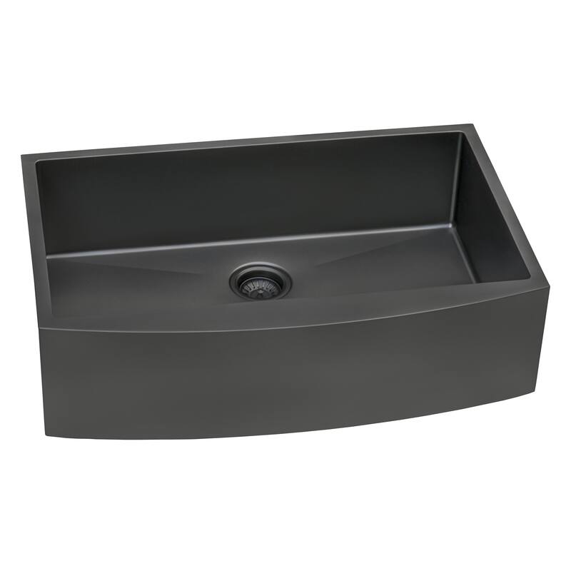 Ruvati 30-inch Apron-Front Farmhouse Kitchen Sink - Gunmetal Black Matte Stainless Steel Single Bowl - RVH9660BL