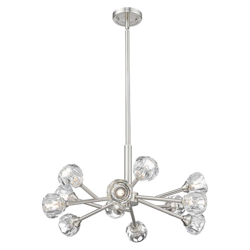 Innovations Lighting Downtown Urban - Aurora - 12 Light 24" Stem Hung Chandelier - Satin Nickel, Clear