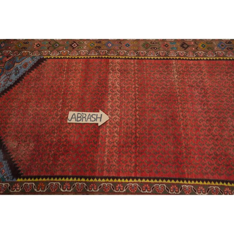 Hand Knotted Oriental 100% Wool Carpet Traditional Geometric Oranges & Rust Botemir Runner Rug - 10' 3'' X 3' 9''