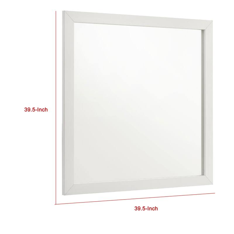 Dex Rectangular Dresser Mirror, Non-Beveled Glass, White Wood-Melamine