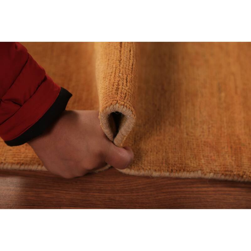 Orange Gabbeh Oriental Rug Hand-Knotted Wool Carpet - 3'0" x 3'10"