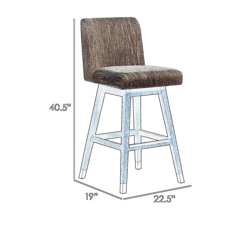 Lia 30 Swivel Barstool Chair, Brown Rubberwood Frame, Soft Beige Polyester