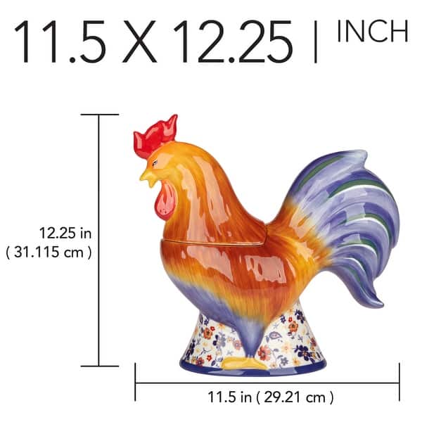 Certified International Morning Rooster 3-D Rooster Cookie Jar - 12.25" x 5.75" x 11.5"