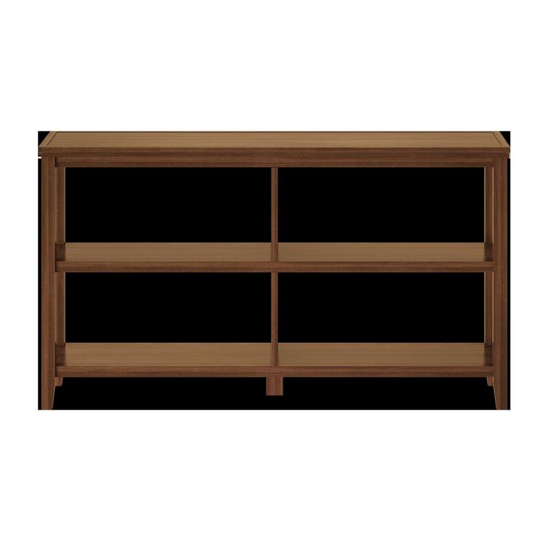 Solid Wood Vertical Double Bookcase with Shelves and Walnut Finish - 13.75” D x 54” W x 30.25” H