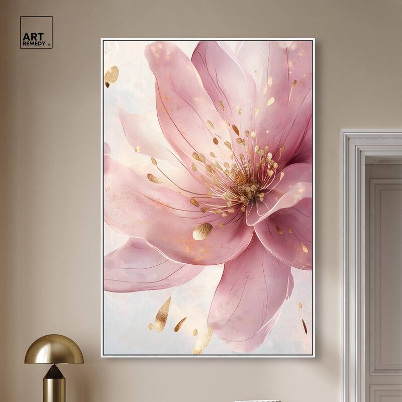 Pink and Gold Bloom Canvas by Art Remedy