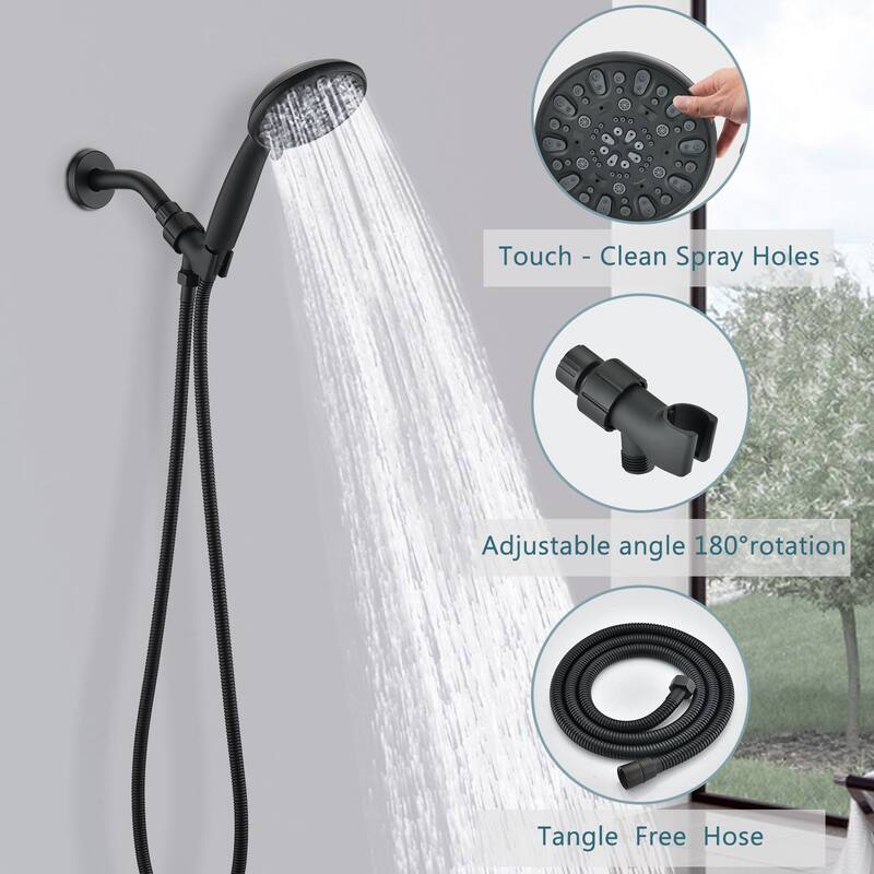 Matt black high pressure multi function with hand held shower faucet