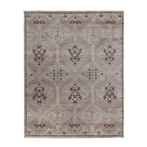 Shahbanu Rugs Brown Supple Collection Oushak Design Pure Wool Hand Knotted Oriental Rug (8'0" x 9'9") - 8'0" x 9'9"