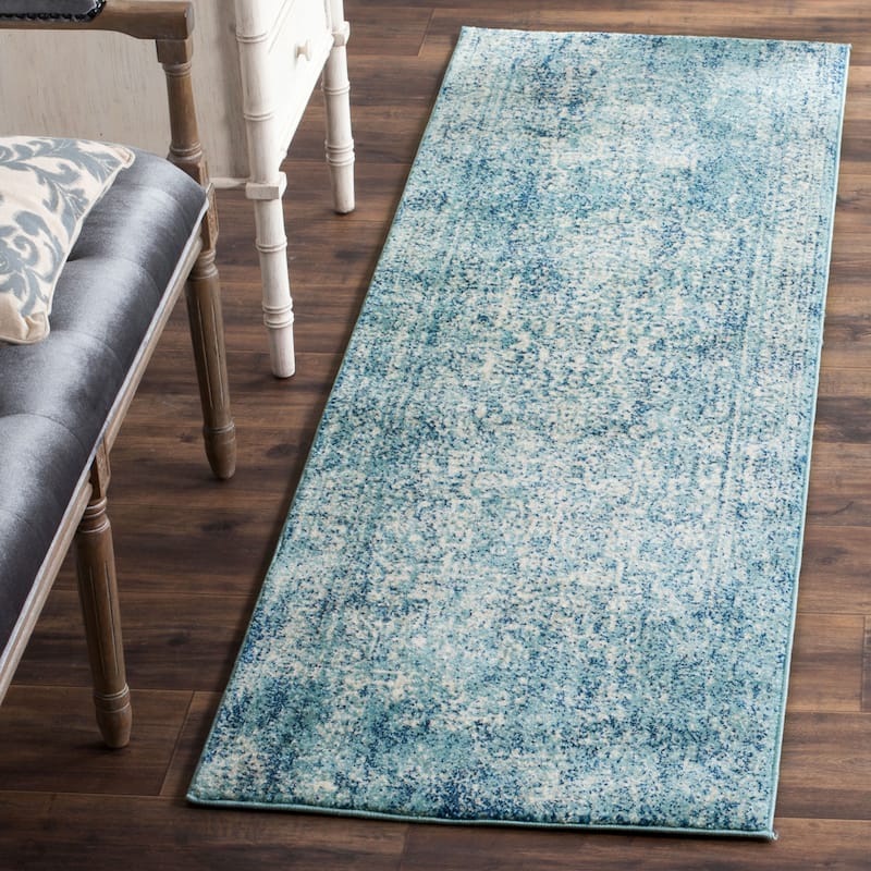 SAFAVIEH Evoke Quinn Vintage Distressed Rug - 2'2" x 7' Runner - Blue/Ivory
