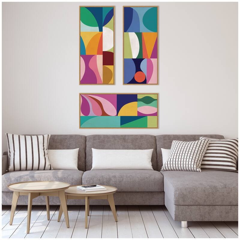 Kate and Laurel Abstract Panels 3 Piece Framed Canvas Wall Art Set by Rachel Lee