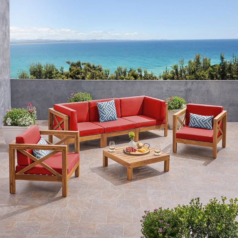 Brava Outdoor Acacia Wood 6-piece Chat Set by Christopher Knight Home