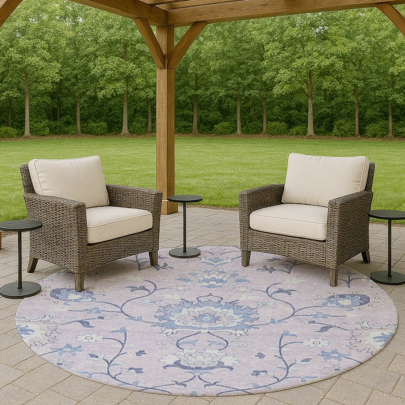 Machine Washable Indoor/ Outdoor Traditional Serena Chantille Rug - Lilac - 8' x 8'
