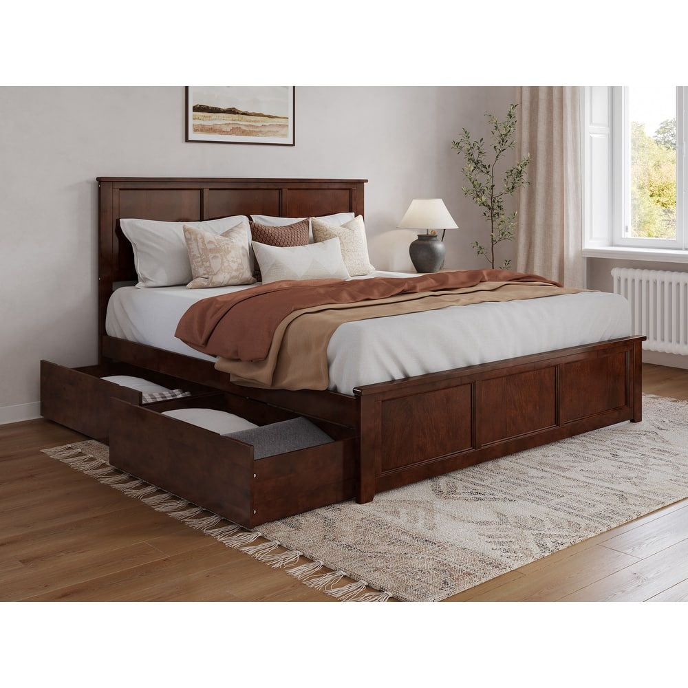 Madison Platform Bed with Matching Footboard with Storage Drawers