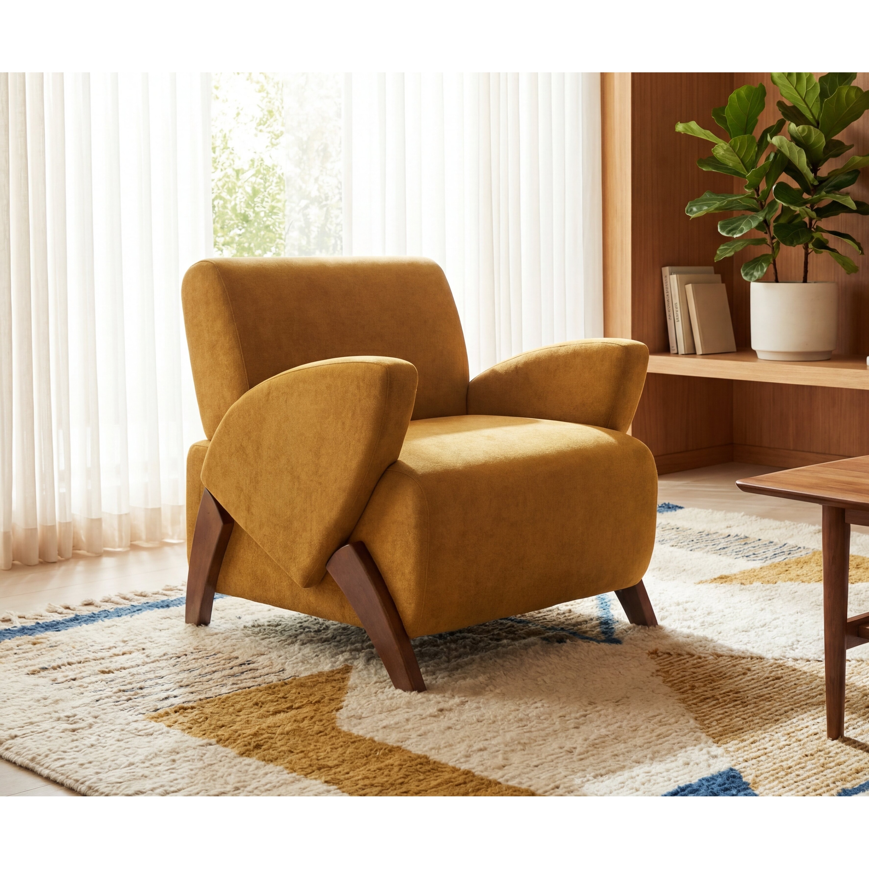Lounge chair, accent chair,28.15-inch Velvet Fabric Decorative Sofa, with Four Birch Legs, Suitable for Living Room, Study
