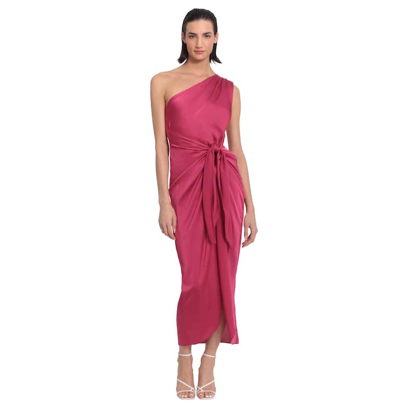 Donna Morgan One Shoulder Tie Waisted Draped Dress - Vivacious - 10