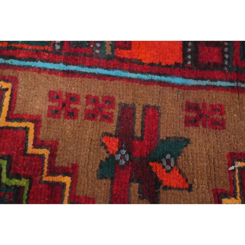 Hand Knotted Oriental 100% Wool Carpet Traditional Tribal Red Ardebil Runner Rug - 10' 6'' X 3' 6''