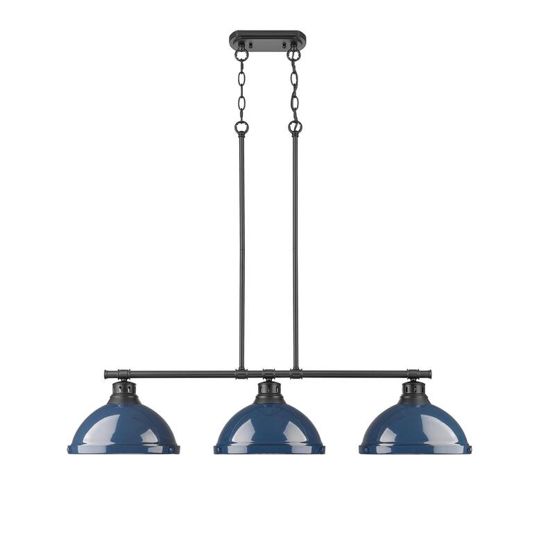 Yep by Golden Lighting Duncan 3-light Island Light in Matte Black and Navy Blue shade