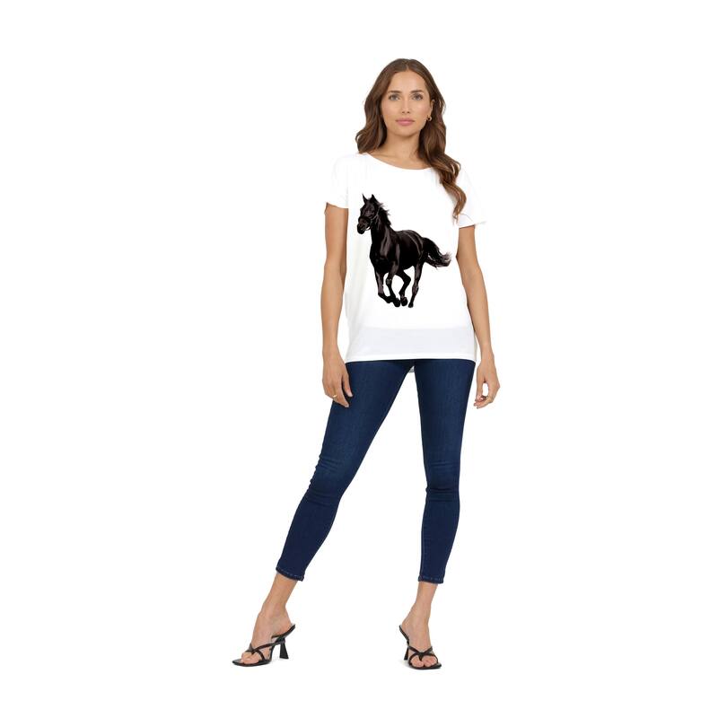 What About Wednesday T-Shirt Dolman Cap Sleeve Print - Stallion - S