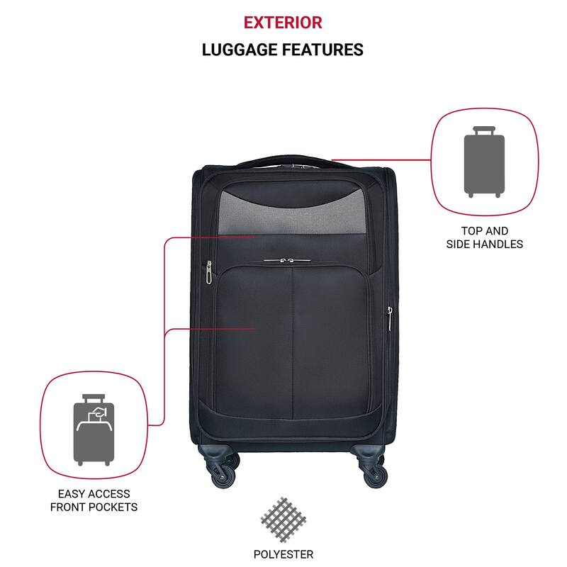 2 Piece Oxford Trolley Case Suitcase Set, Softshell Lightweight Durable Suitcase with Backpack and Universal Wheel, for Travel