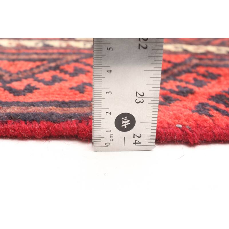 ECARPETGALLERY Hand-knotted Baluch Red Wool Rug - 3'2 x 7'5
