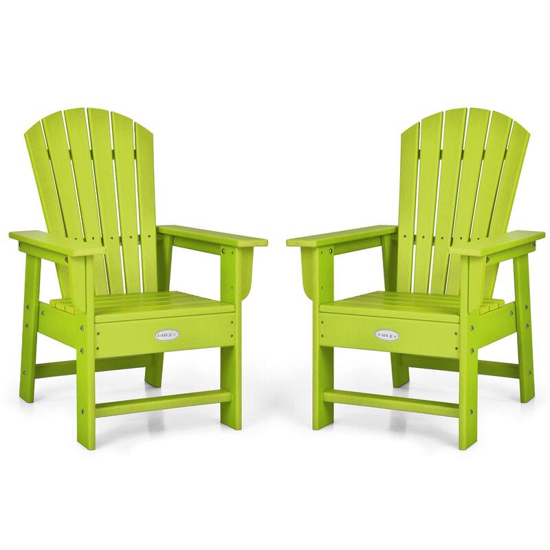 Gymax Set of 2 Kids Patio Adirondack Chair Armchair Weather Resistance - Green