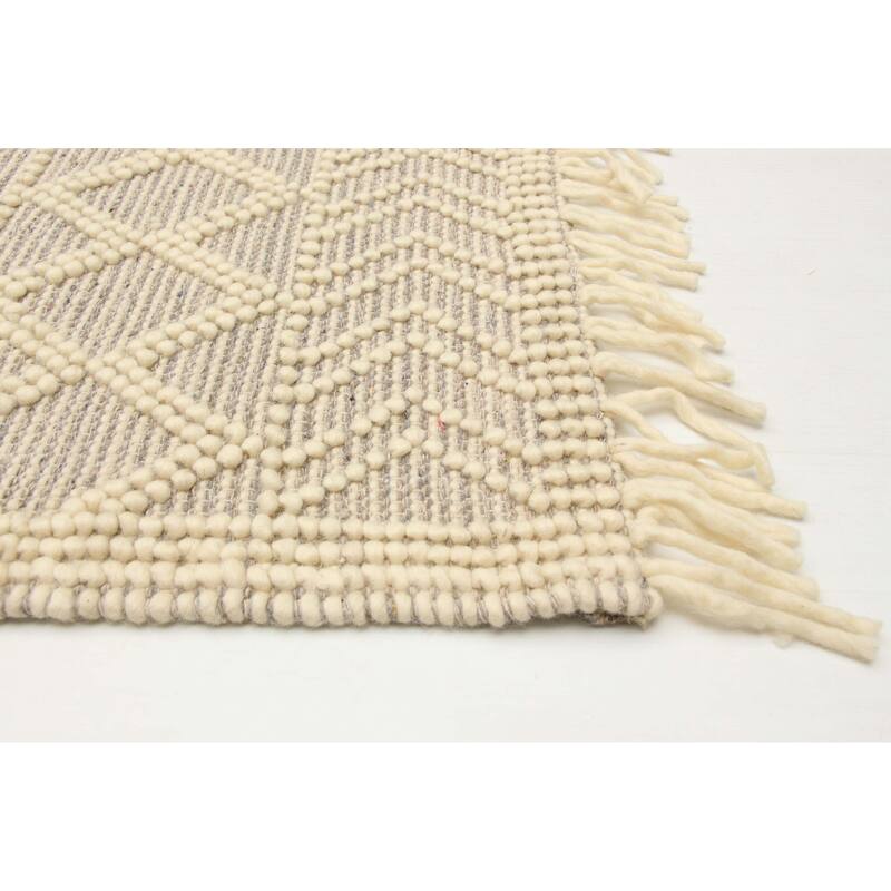 ECARPETGALLERY Braid weave Sienna Cream Wool Rug - 5'0 x 7'10