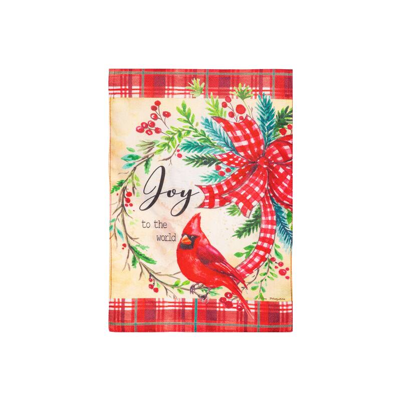 12.5 in. x 18 in. Cardinal Joy Burlap Garden Flag
