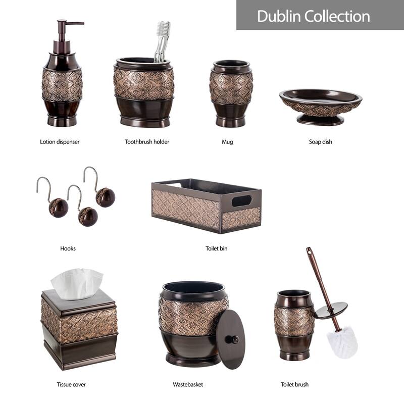Creative Scents Dublin Brown Bathroom Accessories Set of 4