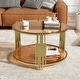 preview thumbnail 8 of 23, Modern Black Mirror Coffee Table with Gold Finish & Lower Shelf by Harper&Bright Designs