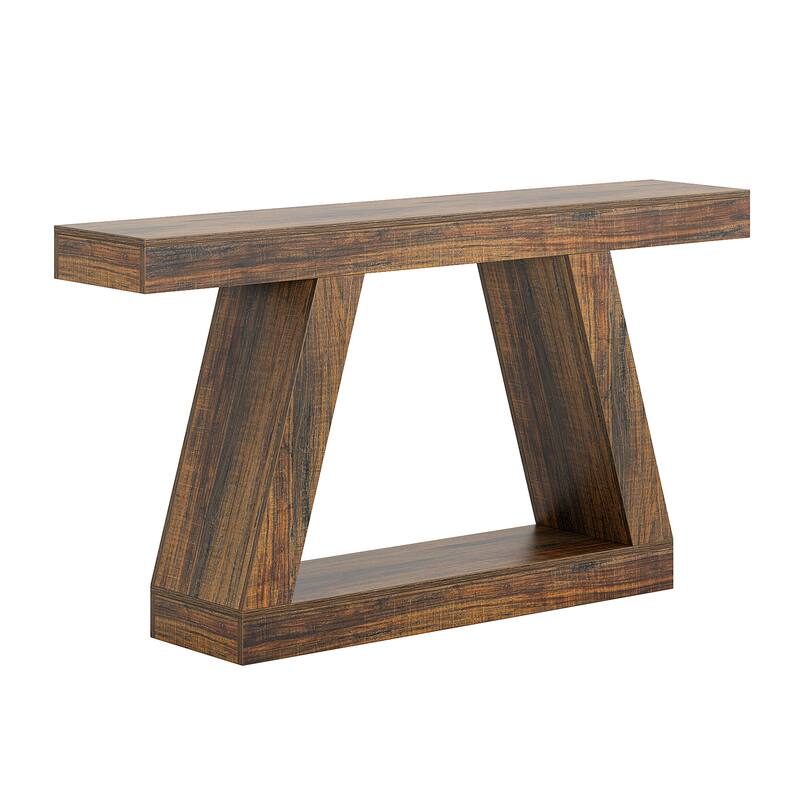 55"Farmhouse Console Table with Storage -Rustic Wooden Sofa Table for Entryway,Hallway,or Living Room, Industrial Accent Table