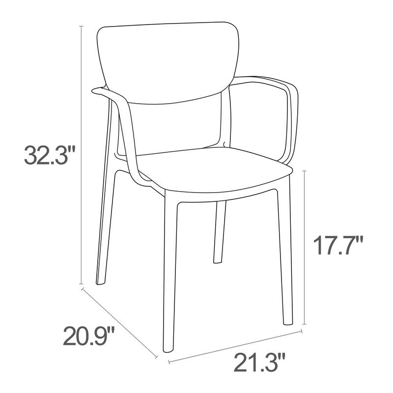 33" Black Sturdy Stackable Outdoor Patio Dining Arm Chair
