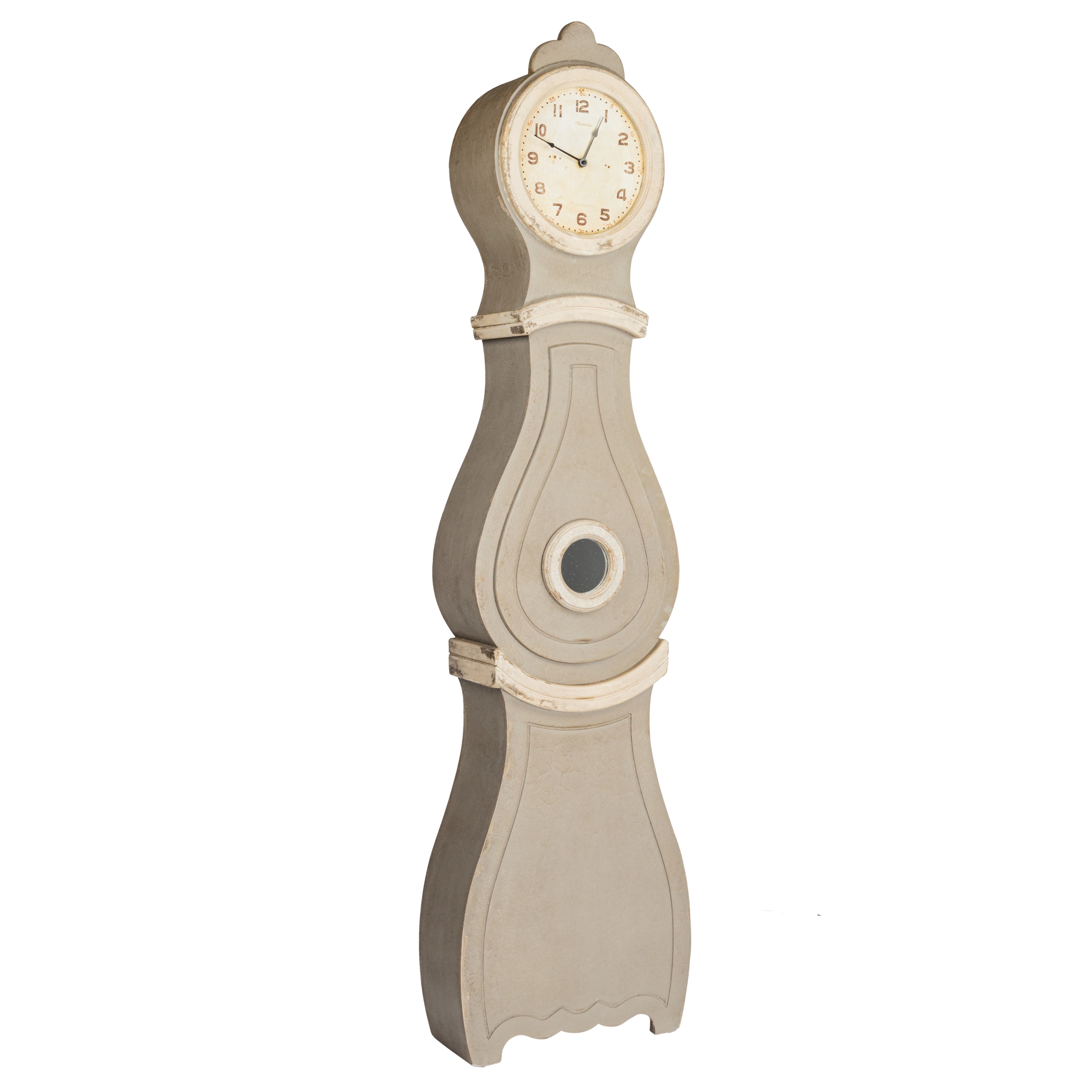 Distressed Wood Grandfather Style Wall Clock, Grey