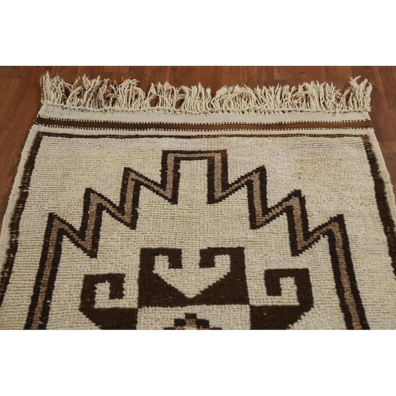 Natural Dye Tribal Kurdish Turkish Runner Rug Handmade Wool Carpet - 3'2"x 12'8"