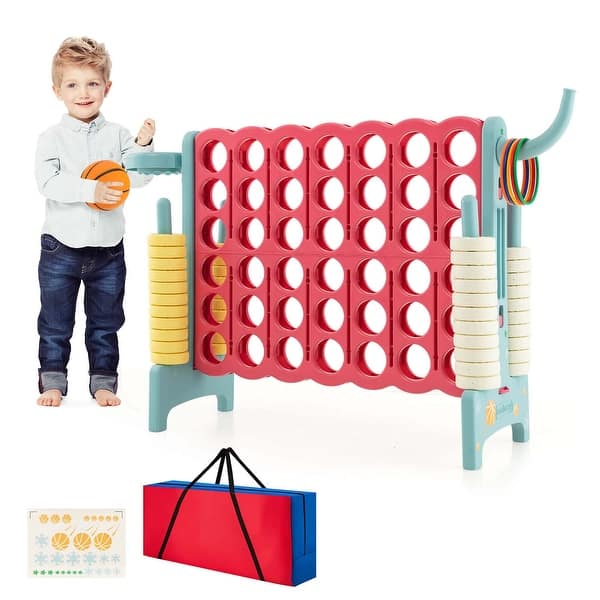 Jumbo 4-to-Score 4 in A Row Giant Game Set with Stickers Carry Bag - Red+Blue(with bag)