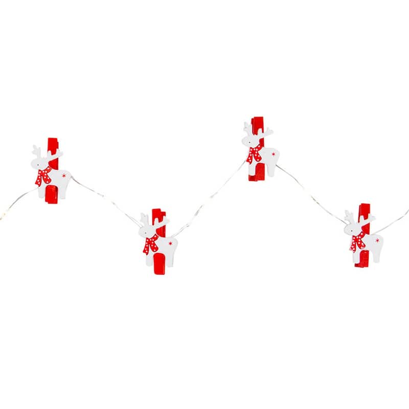 LED Mini Reindeer Christmas Fairy Light Clips - 5.25' Copper Wire - 10ct