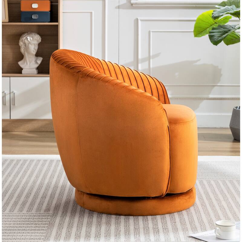 Small Milvo Velvet Swivel Barrel Chair - Red Orange