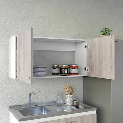 Wall Cabinet Toran, Two Shelves, Double Door, White / Light Gray Finish,High quality and durable
