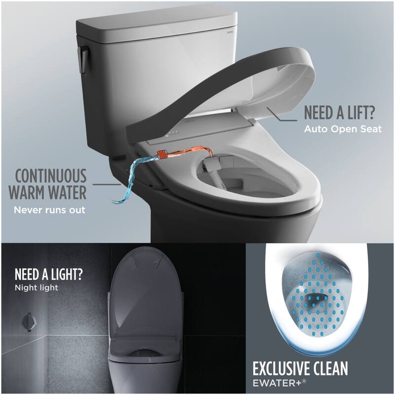 TOTO® WASHLET®+ S7A Bidet Seat, EWATER+® Cleaning, Auto Open/Close Lid, Elongated, Cotton White - SW4734AT40#01