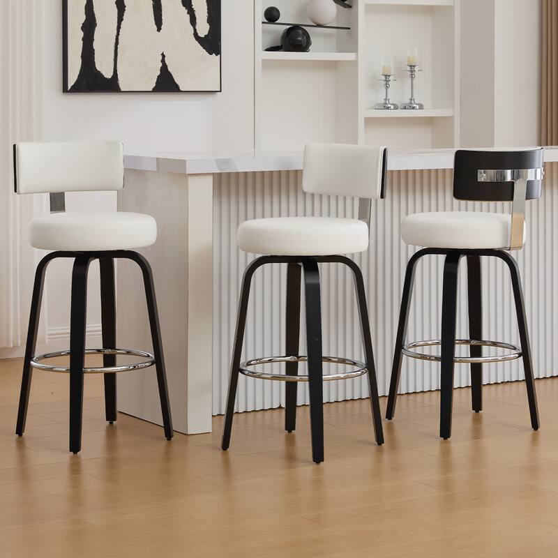 Upholstered Swivel Counter/ Bar Stools with T-Shaped Backrest