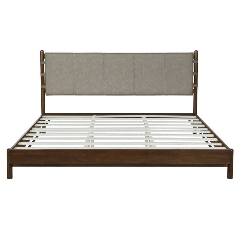 Roomfitters Platform Bed Set with 2 Nightstands, Modern Wood Frame and Matching Bedside Tables