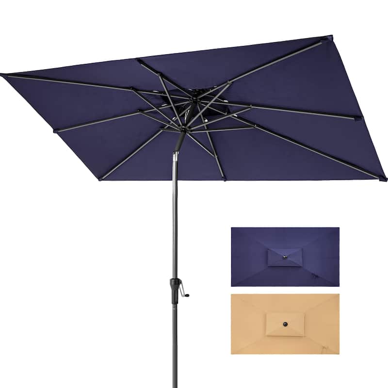 Crestlive 9 x 5 FT Double Top Patio Outdoor Market Umbrella Table Umbrella, Base Not Included